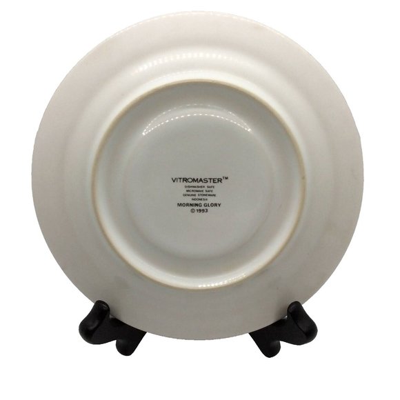 2 Vitromaster 6 3/8" Saucer Plates Stoneware 1993 Morning Glory Pattern - Picture 2 of 5